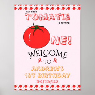 Póster Bienvenida al 1er cumpleaños neutral en cuanto al 