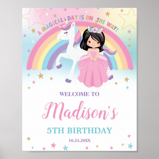 Póster Bienvenida al arcoiris del cumpleaños de la prince (Frente)