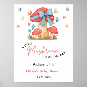 Póster Bienvenida al baby shower Arcoíris Azul Un Pequeño