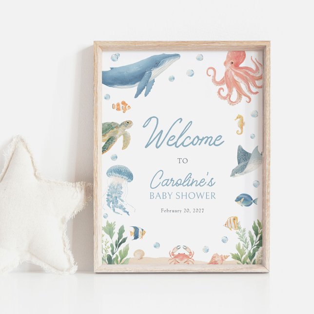 Póster Bienvenida al Baby Shower Bajo el Mar (Subido por el creador)