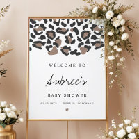 Bienvenida al baby shower boho de estampado de leo