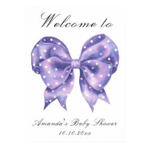 Bienvenida al baby shower con lazo de lunares