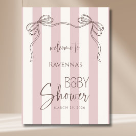 Póster Bienvenida al baby shower con lazo de Vintage Stir