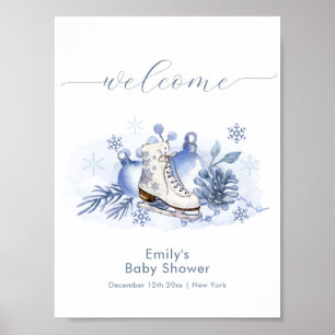 Póster Bienvenida al baby shower Copo de Nieve de Inviern
