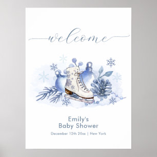 Póster Bienvenida al baby shower Copo de Nieve de Inviern
