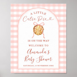 Póster Bienvenida al Baby Shower Cutie Pie Rosa Pastel a
