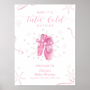 Póster Bienvenida al baby shower de bailarina con copo de