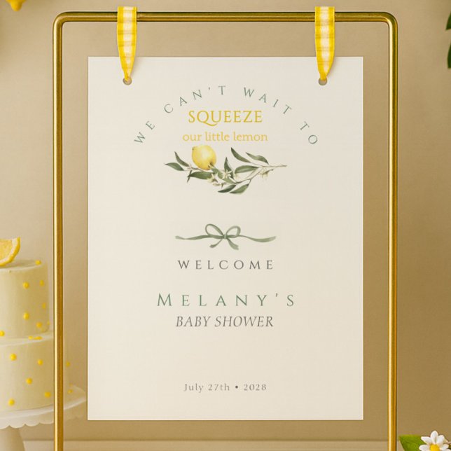 Póster Bienvenida al baby shower de Citrus Mama's Squeeze (Citrus Mama's Squeeze Bow Welcome Baby Shower Poster)