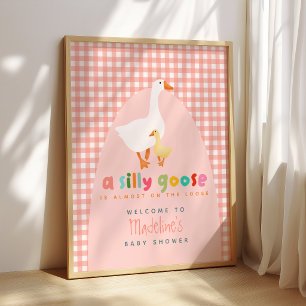 Póster Bienvenida al Baby Shower de Coquette Gingham Sill