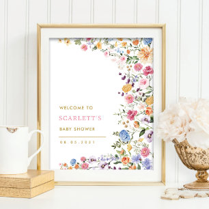 Póster Bienvenida al Baby Shower de Flores Silvestres de 
