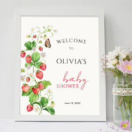 Póster Bienvenida al Baby Shower de Fresa 