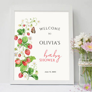 Póster Bienvenida al Baby Shower de Fresa
