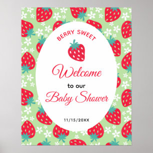 Póster Bienvenida al Baby Shower de Fresa Verde Dulce