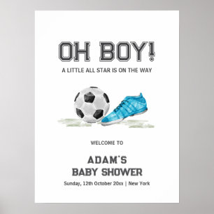 Póster Bienvenida al Baby Shower de Fútbol All Star con A