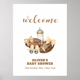 Póster Bienvenida al Baby Shower de Fútbol con Touchdown