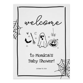 Póster Bienvenida al Baby Shower de Halloween Doodle