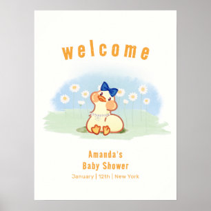 Póster Bienvenida al baby shower de la flor de margarita