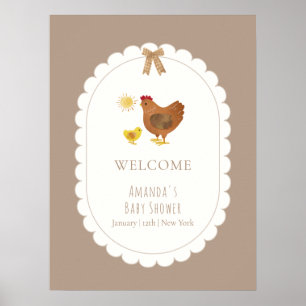 Póster Bienvenida al Baby Shower de la Gallina Cottagecor