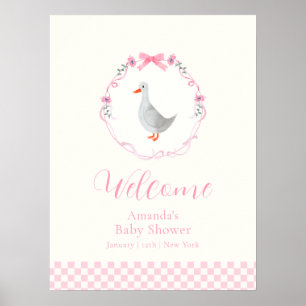 Póster Bienvenida al baby shower de la niña Silly Goose d