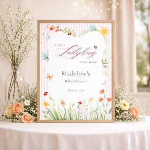 Póster Bienvenida al Baby Shower de la pequeña mariquita 