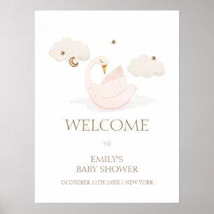 Póster Bienvenida al Baby Shower de la Princesa Cisne Lun