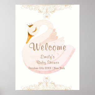 Póster Bienvenida al baby shower de la princesa cisne vin