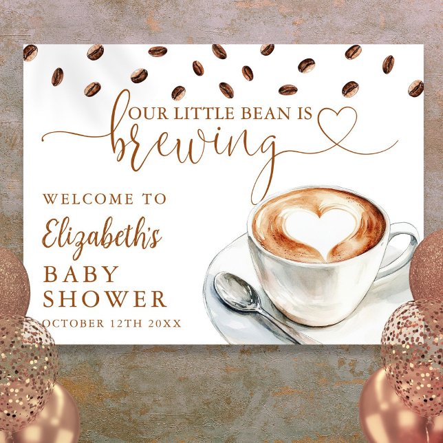 Póster Bienvenida al Baby Shower de Little Bean Coffee (Little Bean Coffee Baby Shower Welcome Sign)