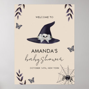 Póster Bienvenida al Baby Shower de Little Boo Bruja Somb