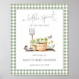 Póster Bienvenida al Baby Shower de Little Sprout Sage Gi