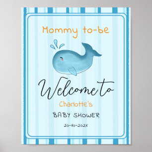 Póster Bienvenida al Baby Shower de Mamá Futuro Ballena L