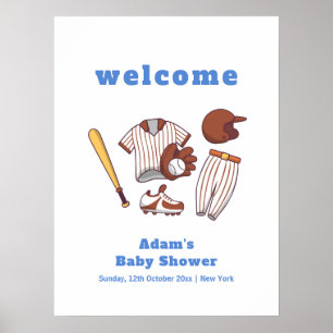 Póster Bienvenida al Baby Shower de Modern Little Slugger