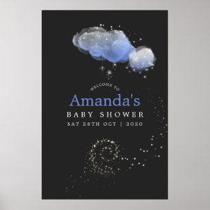 Póster Bienvenida al baby shower de niño con estrellas de