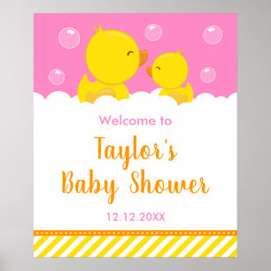 Póster Bienvenida al baby shower de Pato de Goma Amarillo