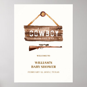 Póster Bienvenida al baby shower de pistola vaquera salva