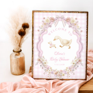Póster Bienvenida al baby shower de Silly Goose Floral Gi