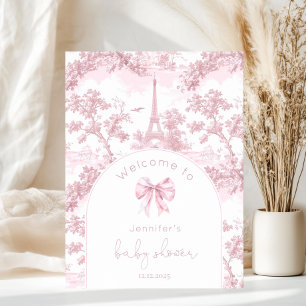 Póster Bienvenida al baby shower de toile de Jouy París e