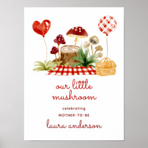 Póster Bienvenida al Baby Shower del Bosque de Hongos Lin