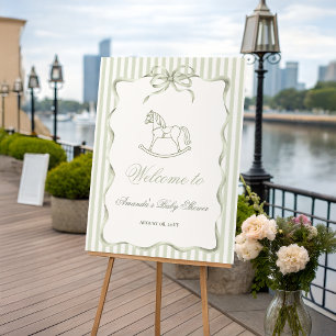 Póster Bienvenida al baby shower del caballo mecedor de o