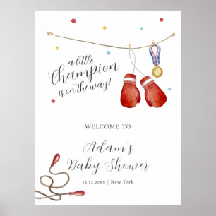 Póster Bienvenida al Baby Shower del Campeóncito de Boxeo