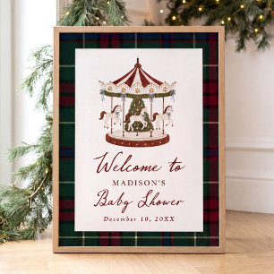 Póster Bienvenida al Baby Shower del Carrusel de Navidad 