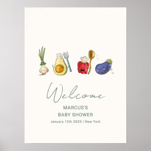 Póster Bienvenida al Baby Shower del Chefecito Caprichoso