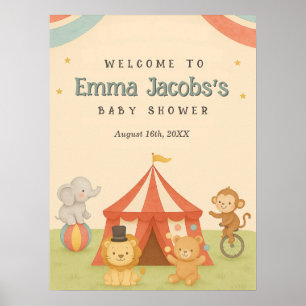 Póster Bienvenida al Baby Shower del Circo de 3 Pistas