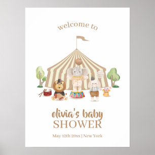 Póster Bienvenida al Baby Shower del Circo Mágico Boho Sa