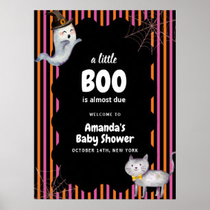 Póster Bienvenida al Baby Shower del Gato Fantasma Boo Co