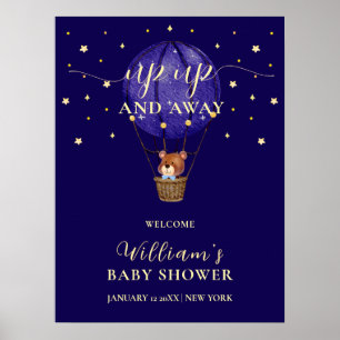 Póster Bienvenida al baby shower del globo aerostático de