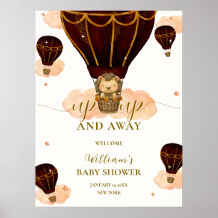 Póster Bienvenida al baby shower del león en globo aerost