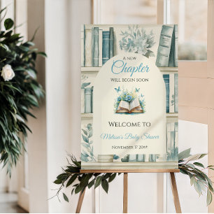 Póster Bienvenida al baby shower del libro del niño nuevo