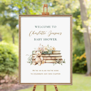 Póster Bienvenida al baby shower del libro floral nuevo c