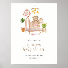 Póster Bienvenida al baby shower del moderno nido de osit