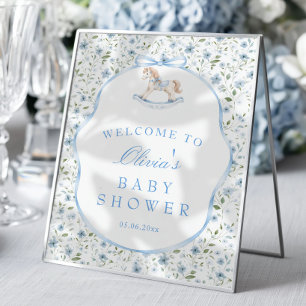 Póster Bienvenida al baby shower del niño con caballo mec